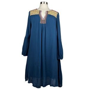 Sundance Dress XS Womens New Teal Blue Boho Print Lined Boho Embroidered